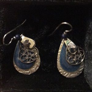 Silver and blue earrings